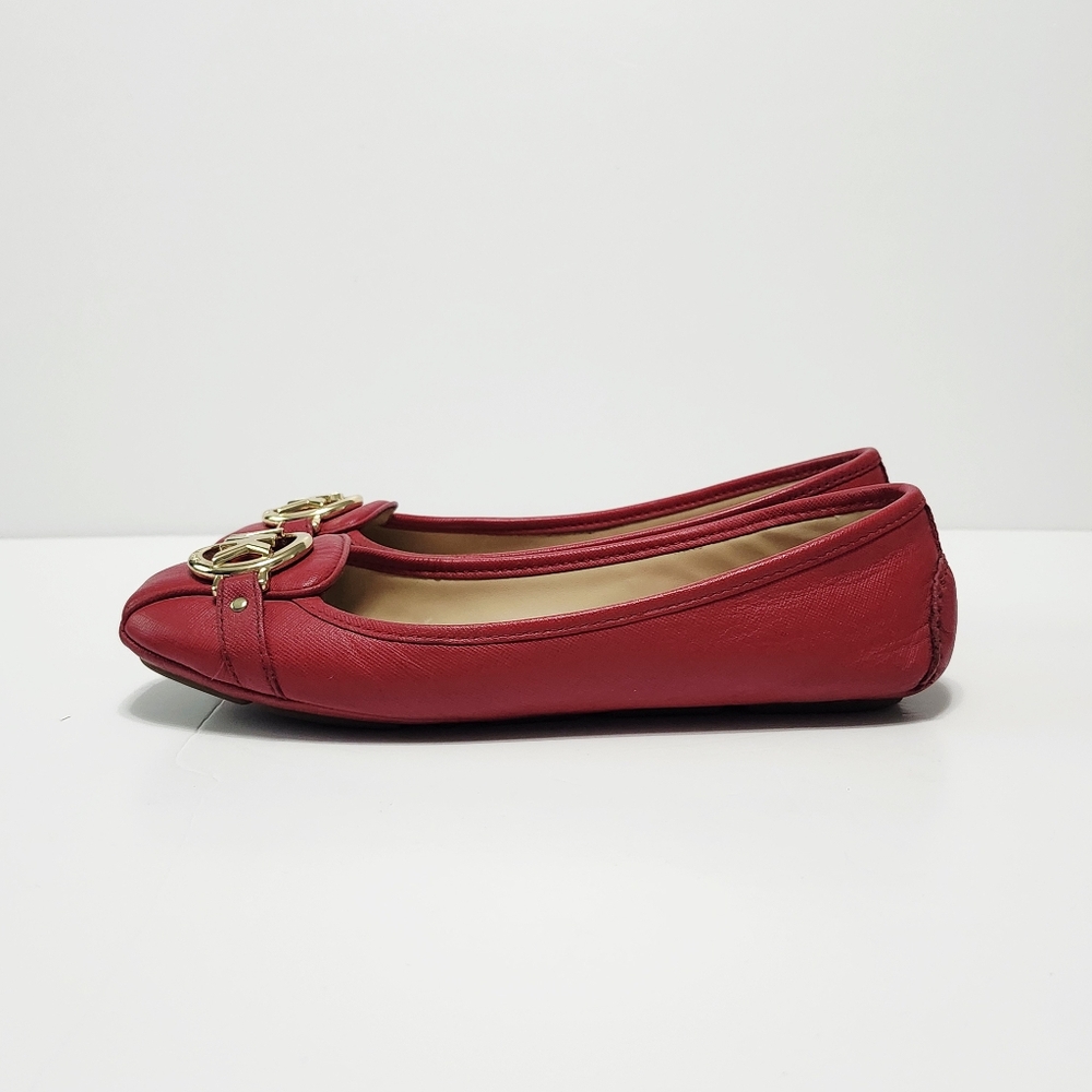 Michael KORS Leather Red Flats Shoes 7.5 - Picture 6 of 14